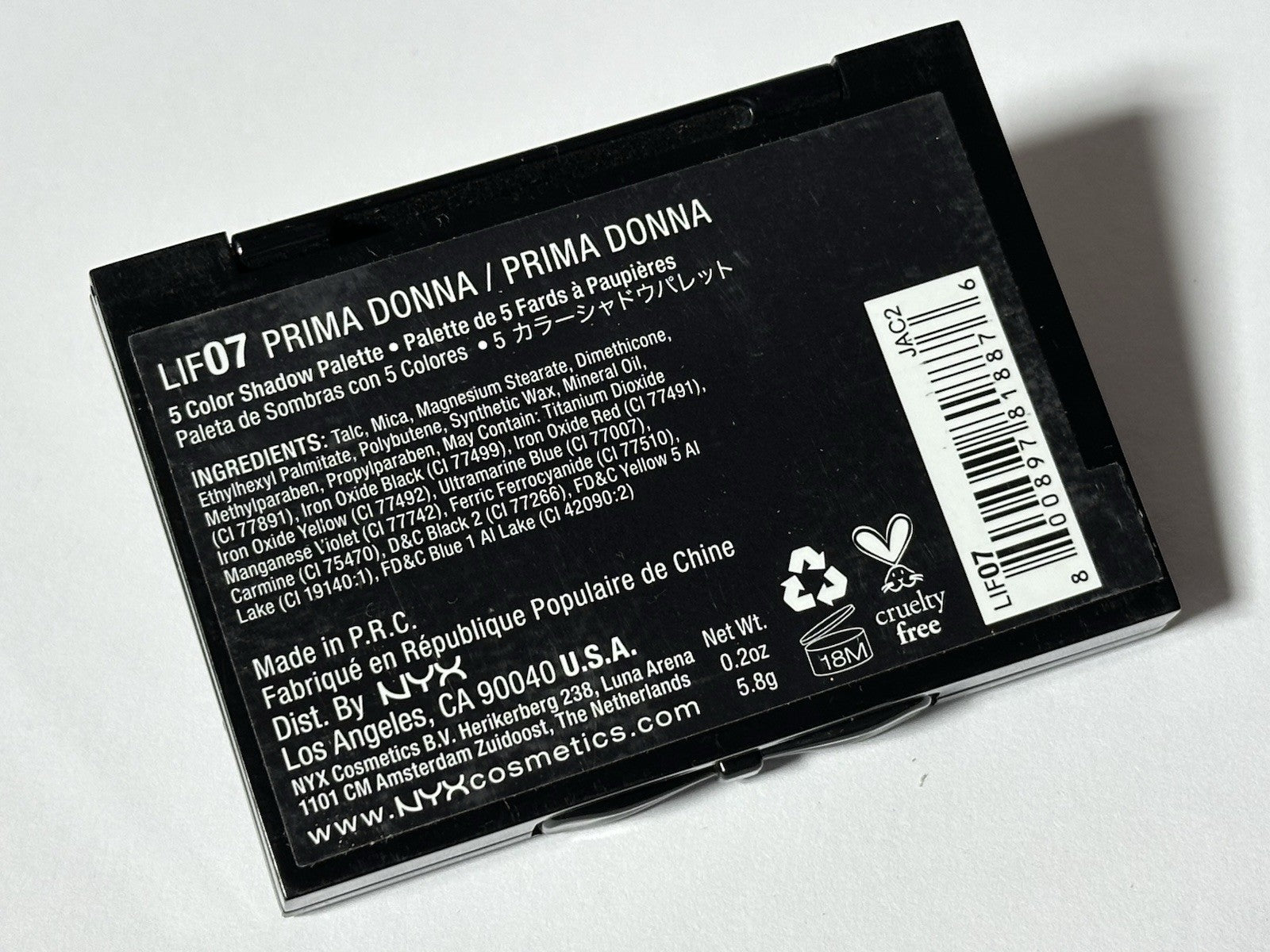 NYX - 5 Color Shadow Palette / PRIMA DONNA / LIF 07