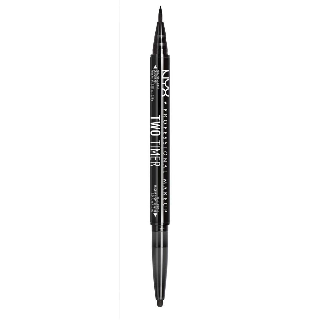 NYX PROFESSIONAL MAKEUP Two-Timer Dual Ended Eyeliner, Eyeliner Pencil, Jet Black