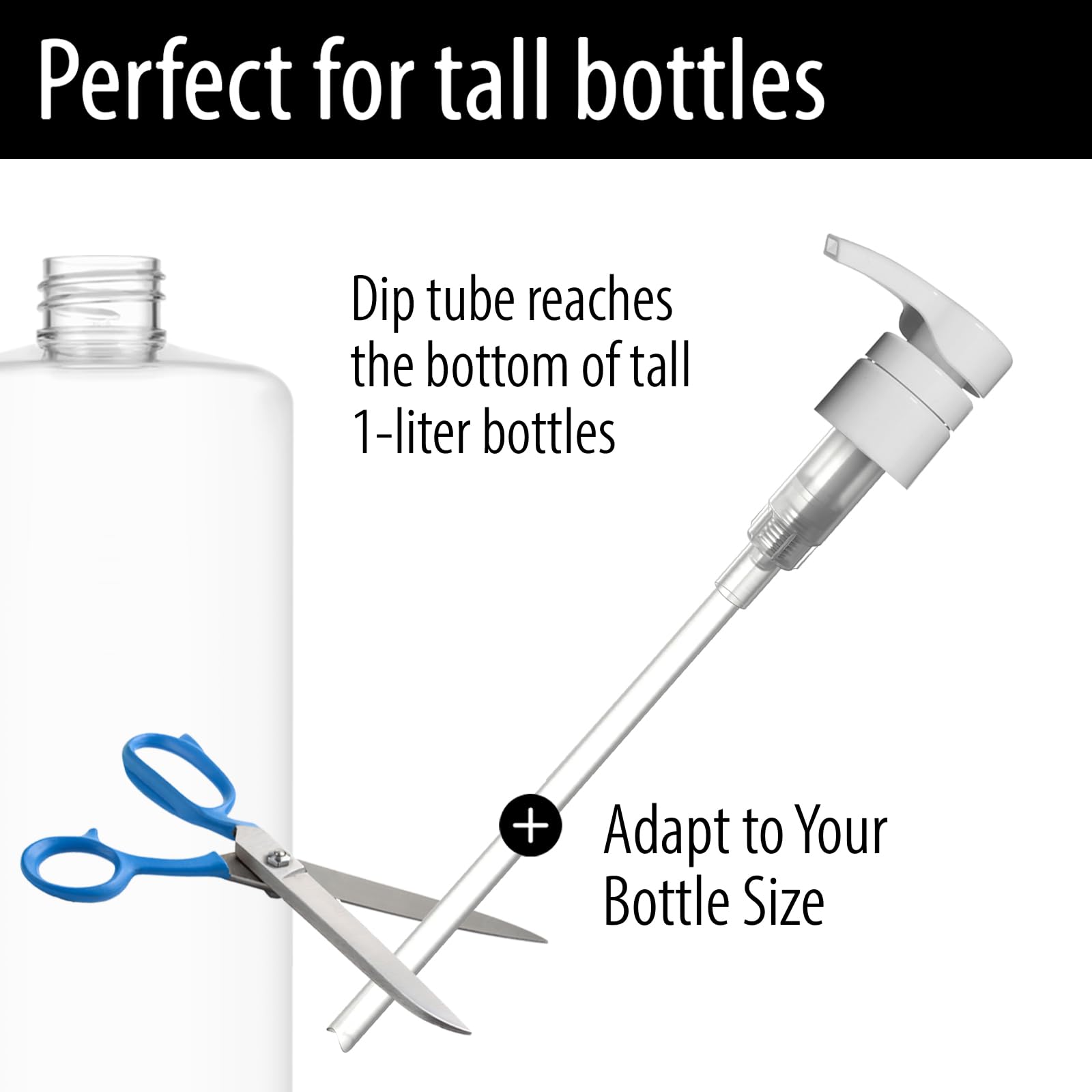 Bar5F Shampoo & Conditioner Pumps for 1 L / 33.8 oz Bottles | Fits 1? Neck | Replacement Pump Top for Soap, Lotion & Body Wash (2-Pack White (Jet))