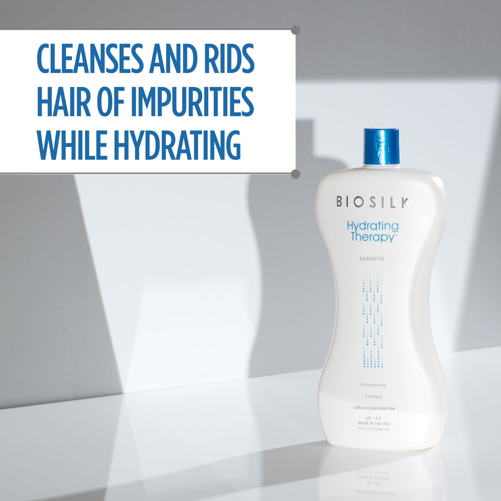 BioSilk Hydrating Shampoo, Replenishes Hair Moisture For Strong, Smooth Hair, Sulfate, Paraben, & Cruelty-Free, 34 Oz