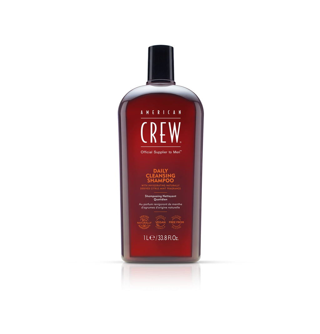 American Crew Shampoo for Men, Daily Cleanser, Naturally Derived, Vegan Formula, Citrus Mint Fragrance, 33.8 Fl Oz