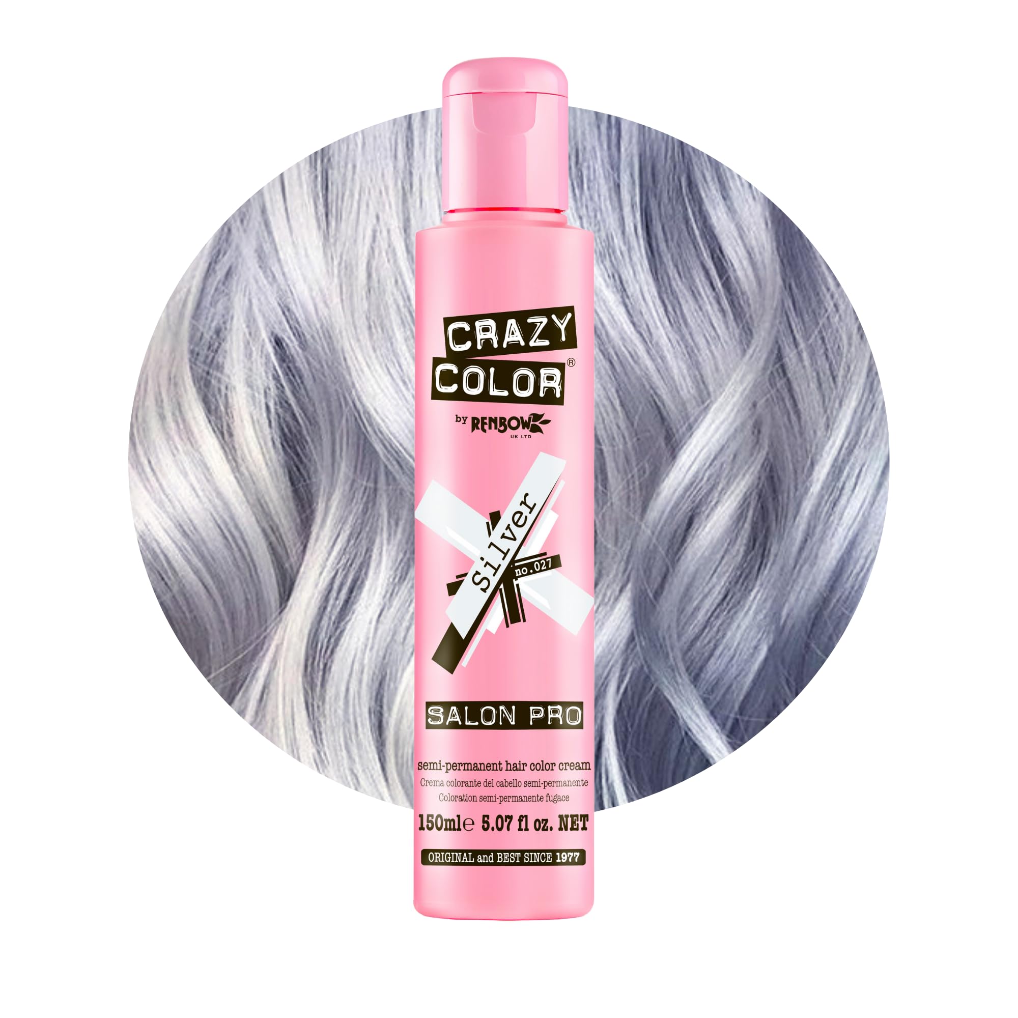Crazy Color Crazy Color Salon Pro Semi Permanent Hair Color - 027 Silver Hair Color Women 5.07 oz