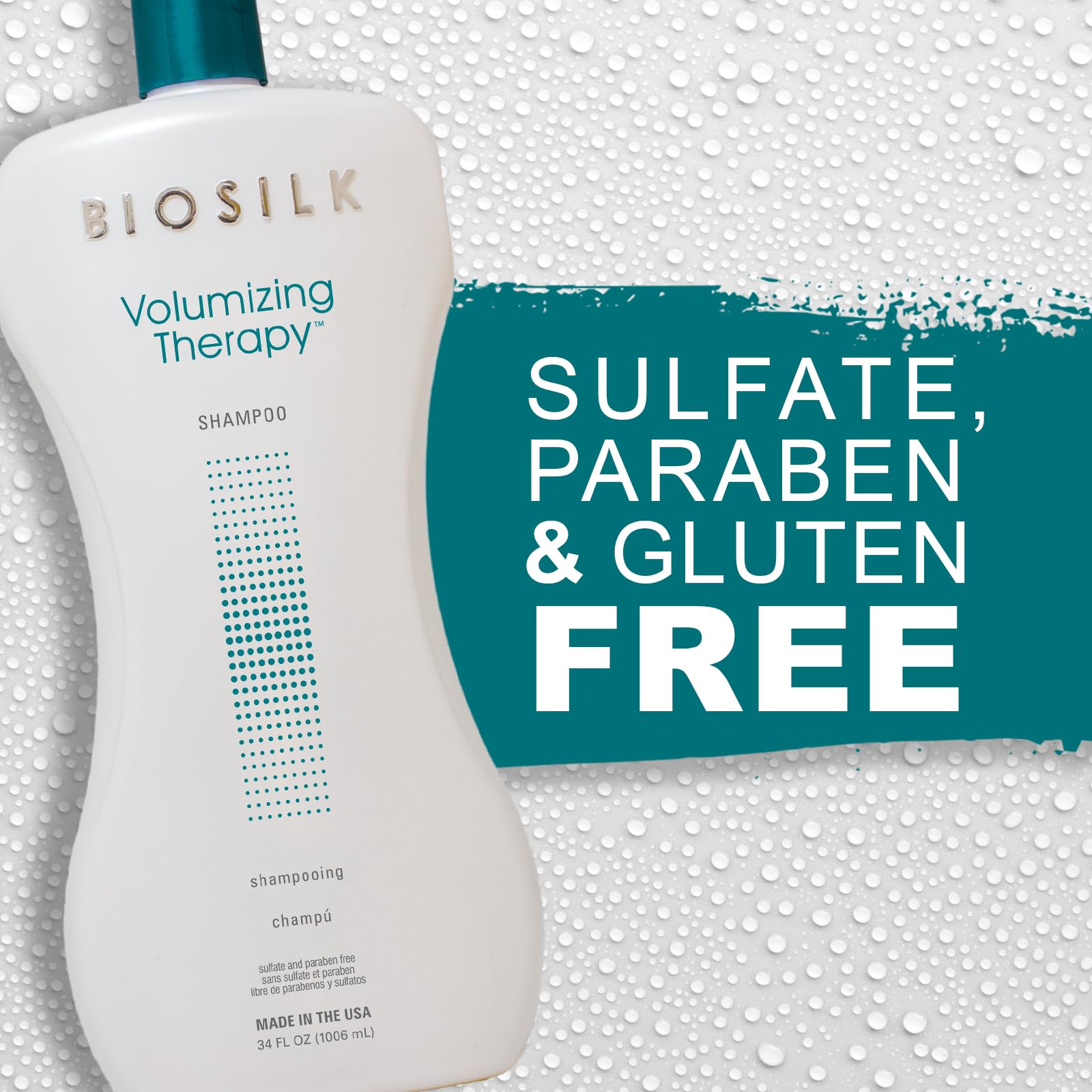BioSilk Volumizing Therapy Shampoo, Gently Cleanses, Moisturizes & Builds Hair Body & Shine, Sulfate, Paraben & Cruelty-Free, 34 Oz