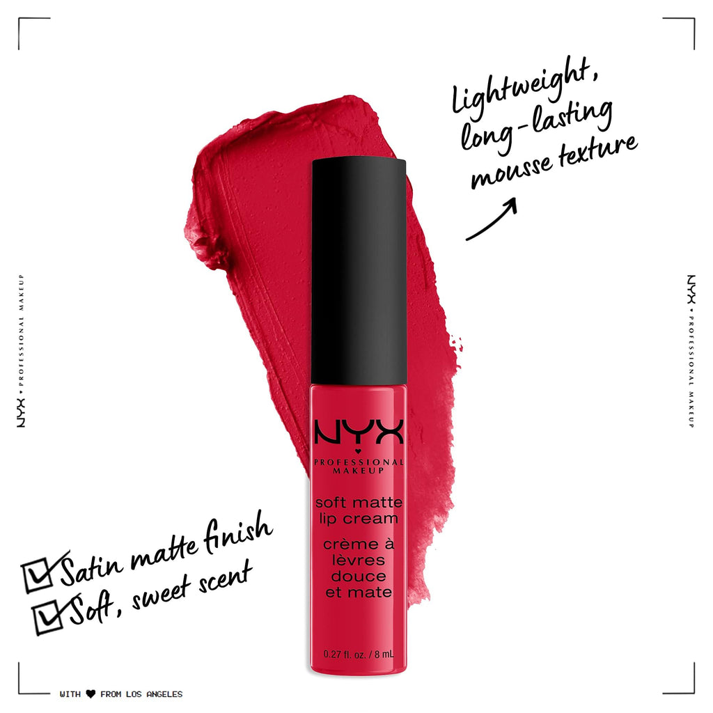 NYX PROFESSIONAL MAKEUP Soft Matte Lip Cream, Lightweight Liquid Lipstick - Amsterdam (Pure Red)