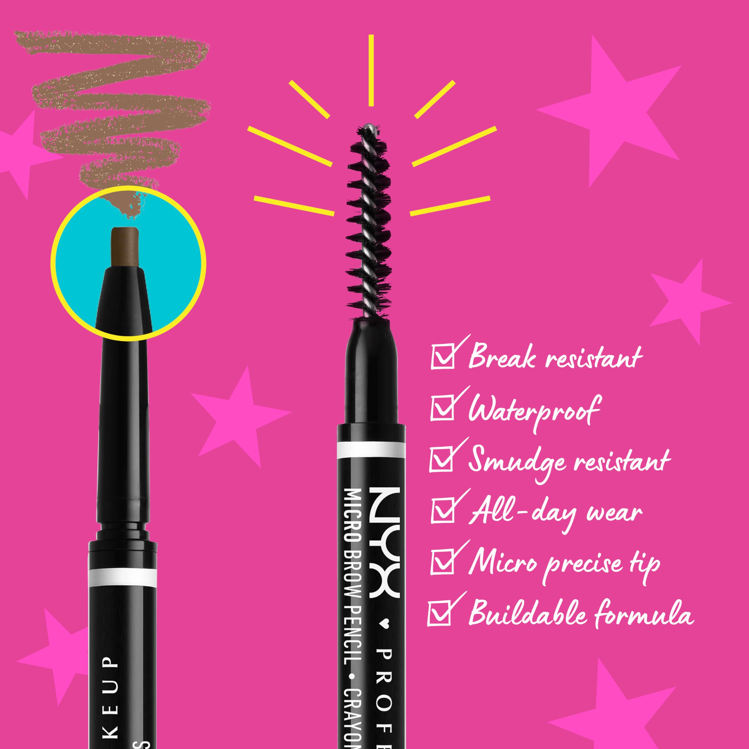 NYX PROFESSIONAL MAKEUP Micro Brow Pencil, Precise Eyebrow Pencil - Brunette