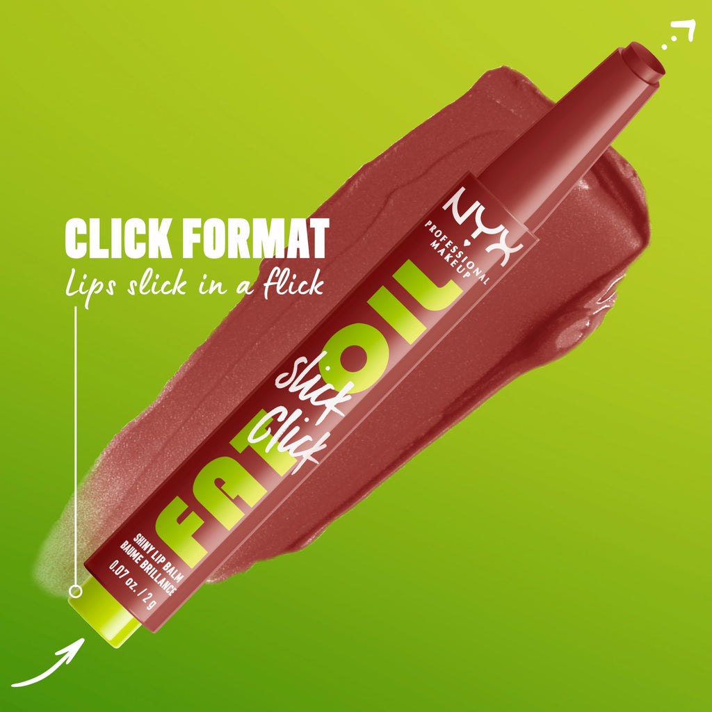 NYX PROFESSIONAL MAKEUP Fat Oil Slick Click, Lightweight, Buildable, Pigmented Vegan Lip Balm