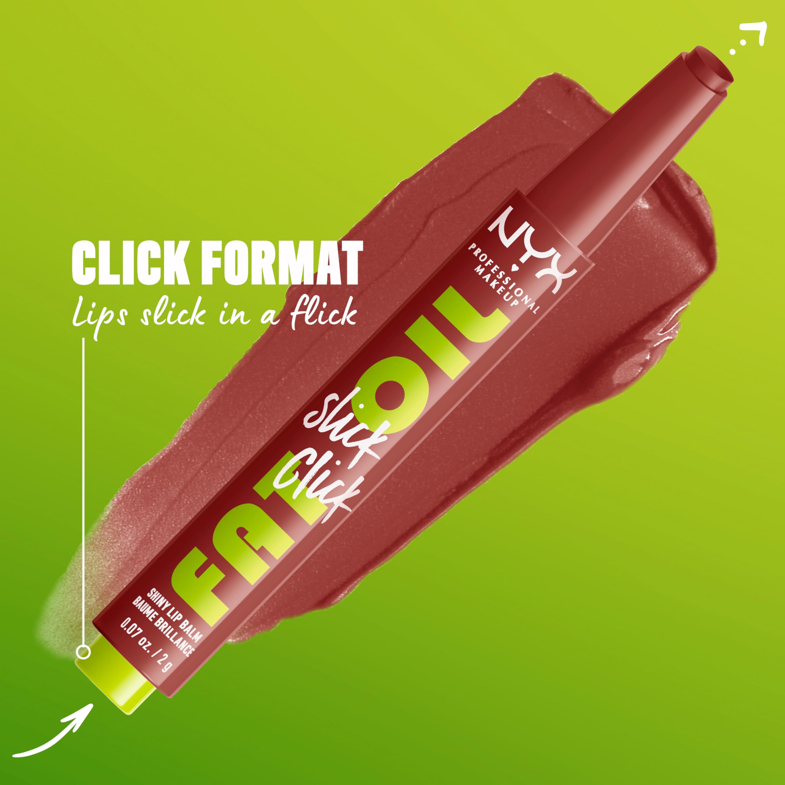 NYX PROFESSIONAL MAKEUP Fat Oil Slick Click, Lightweight, Buildable, Pigmented Vegan Lip Balm