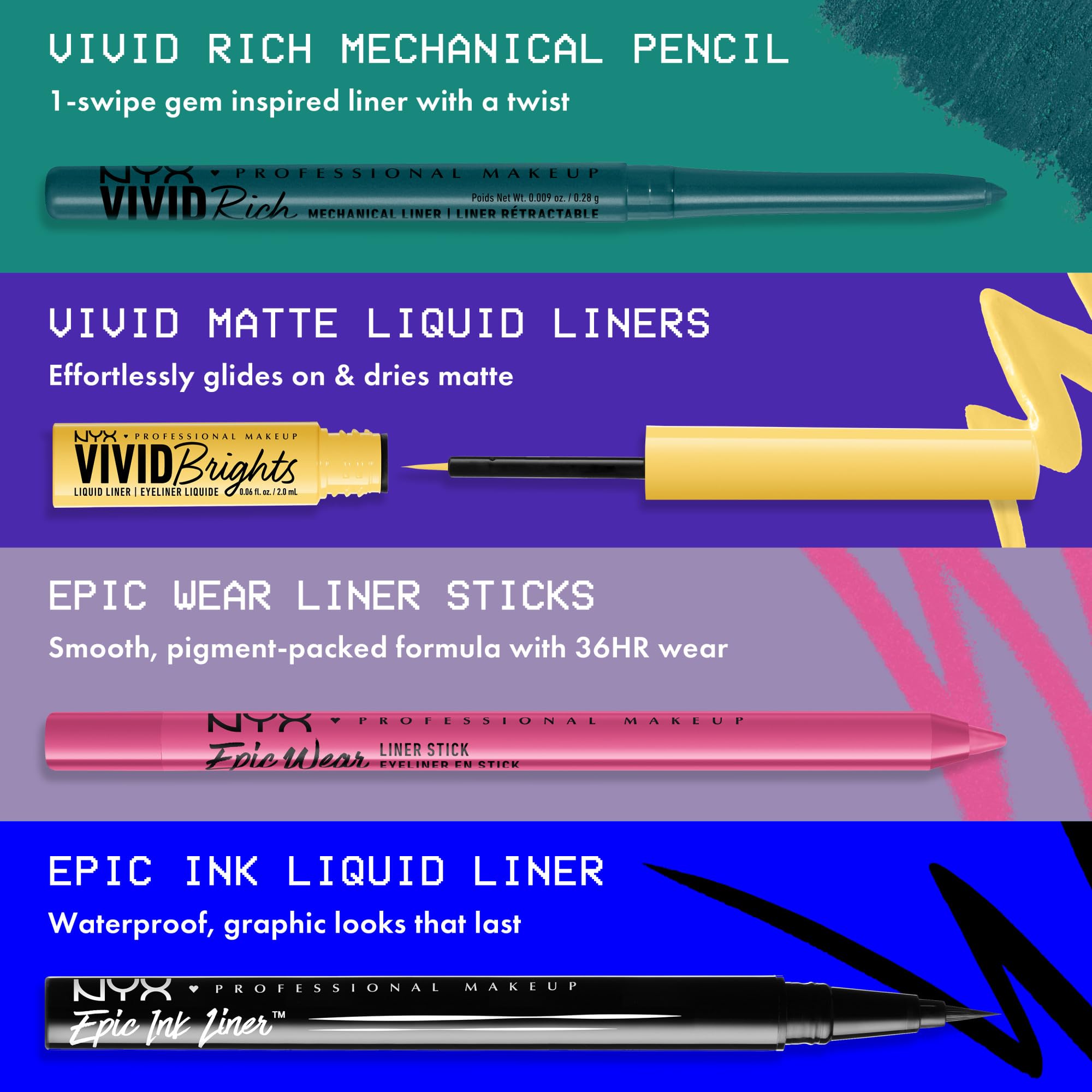 NYX PROFESSIONAL MAKEUP Mechanical Eye Pencil, Vivid Rich Mechanical, Creamy Retractable Eyeliner
