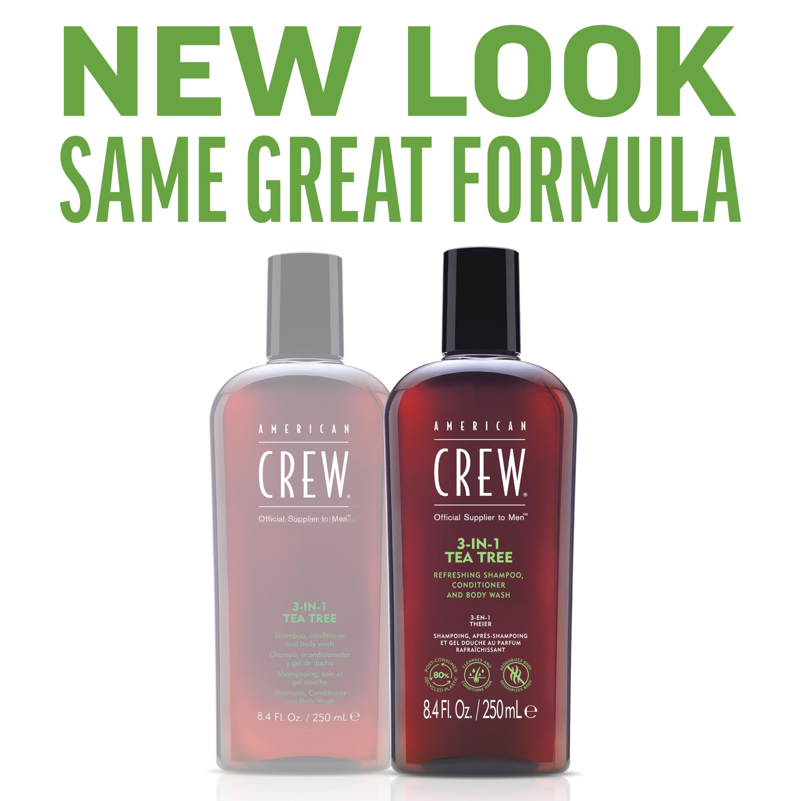 American Crew Shampoo, Conditioner & Body Wash for Men, 3-in-1, Tea Tree Scent, 8.4 Fl Oz