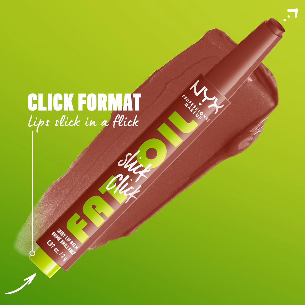 NYX PROFESSIONAL MAKEUP Fat Oil Slick Click, Lightweight, Buildable, Pigmented Vegan Lip Balm