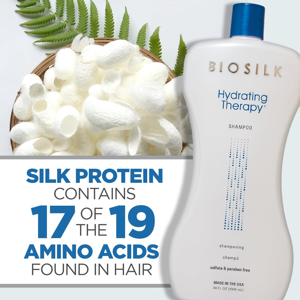 BioSilk Hydrating Shampoo, Replenishes Hair Moisture For Strong, Smooth Hair, Sulfate, Paraben, & Cruelty-Free, 34 Oz