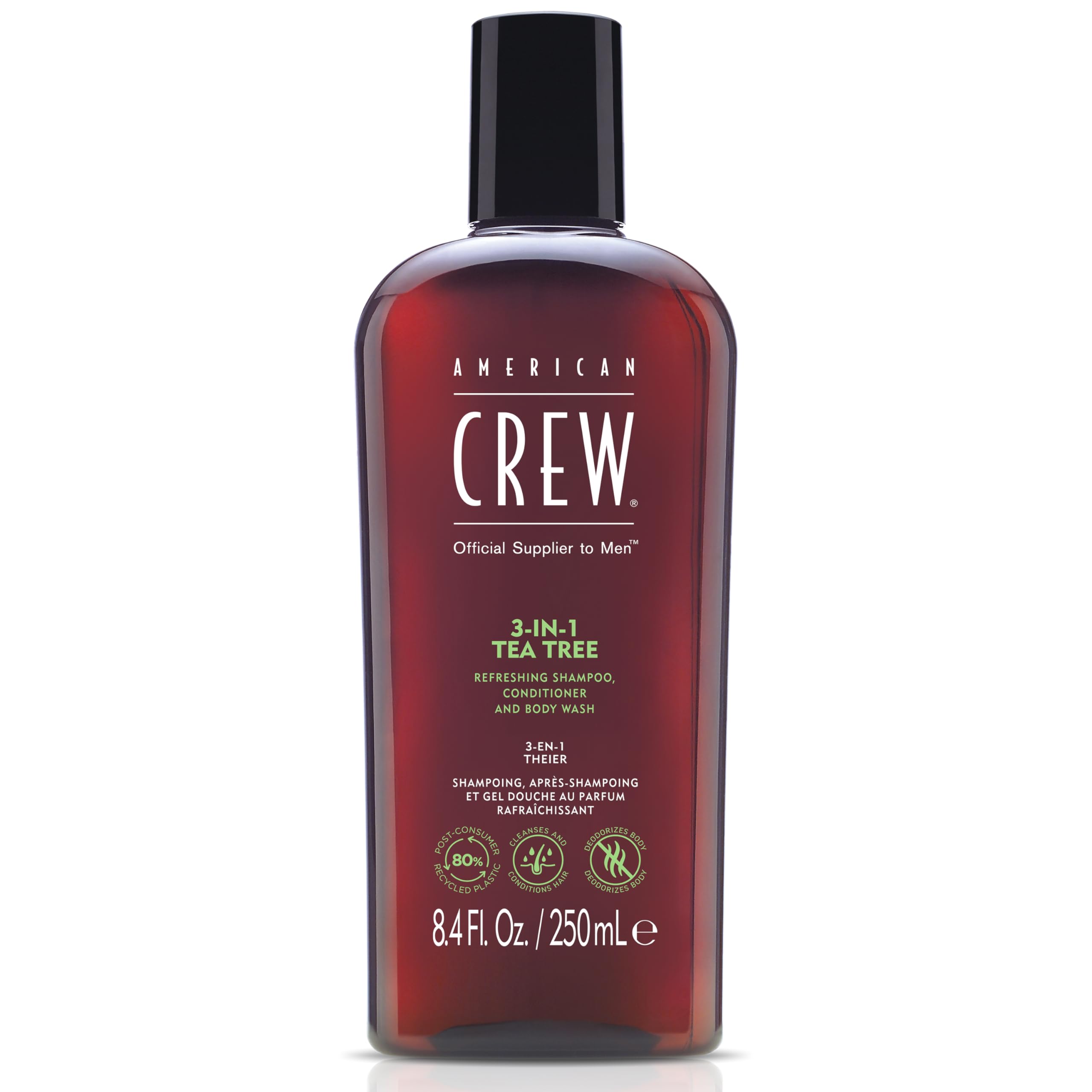 American Crew Shampoo, Conditioner & Body Wash for Men, 3-in-1, Tea Tree Scent, 8.4 Fl Oz