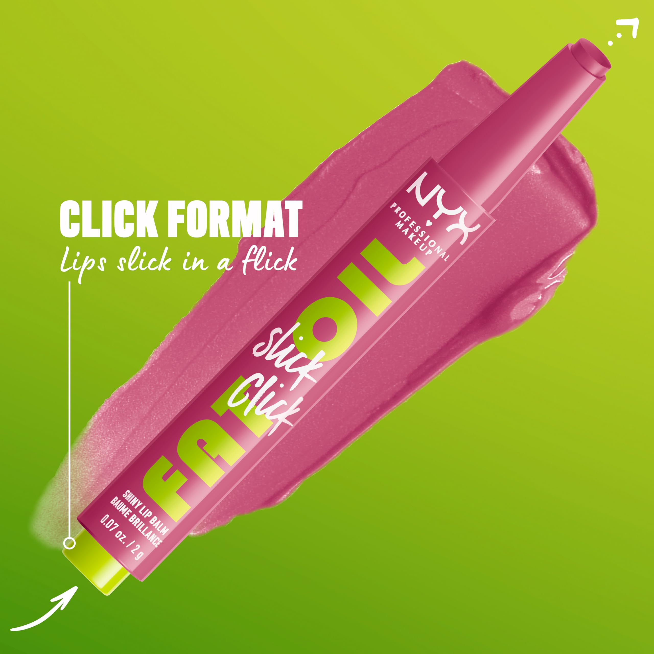 NYX PROFESSIONAL MAKEUP Fat Oil Slick Click, Lightweight, Buildable, Pigmented Vegan Lip Balm