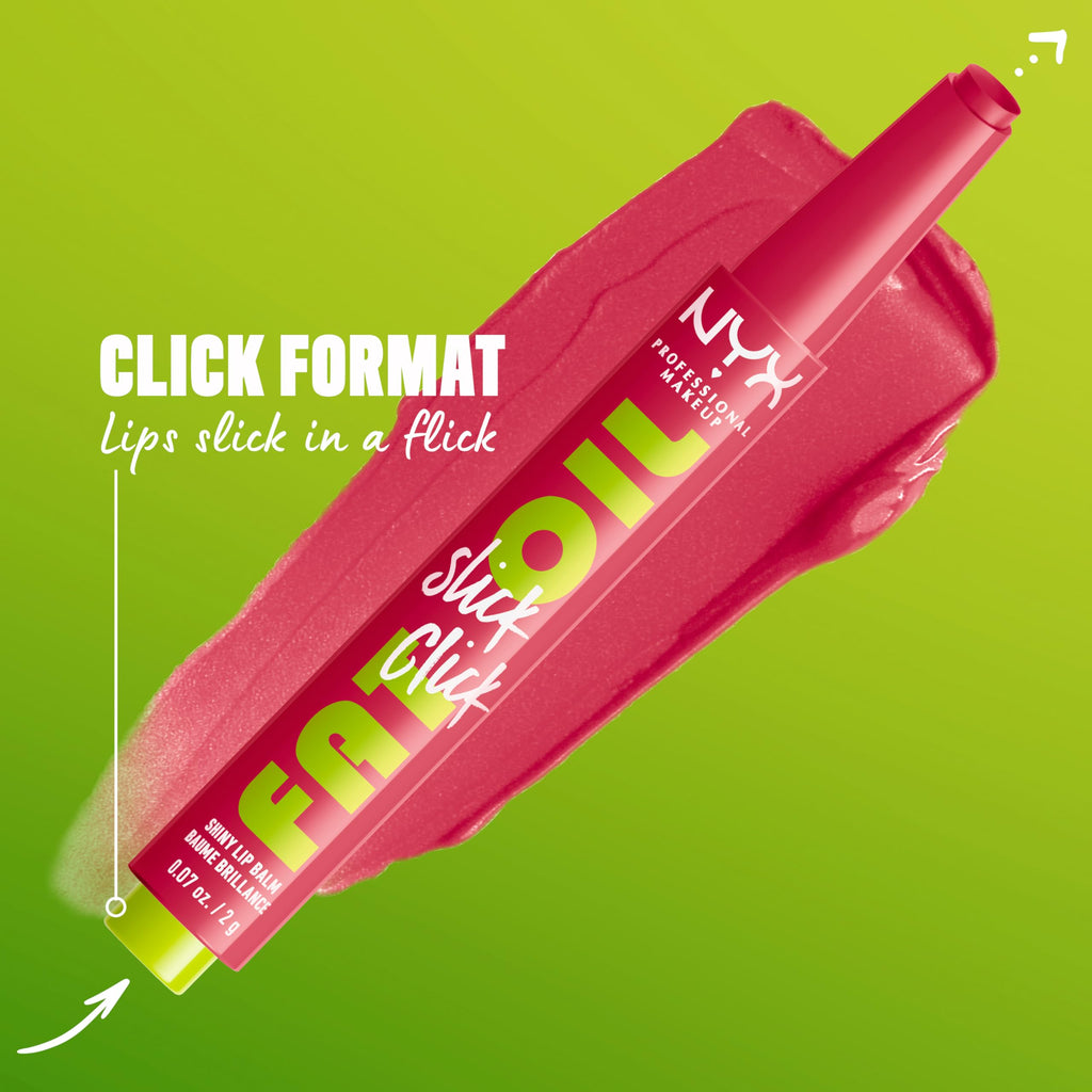 NYX PROFESSIONAL MAKEUP Fat Oil Slick Click, Lightweight, Buildable, Pigmented Vegan Lip Balm