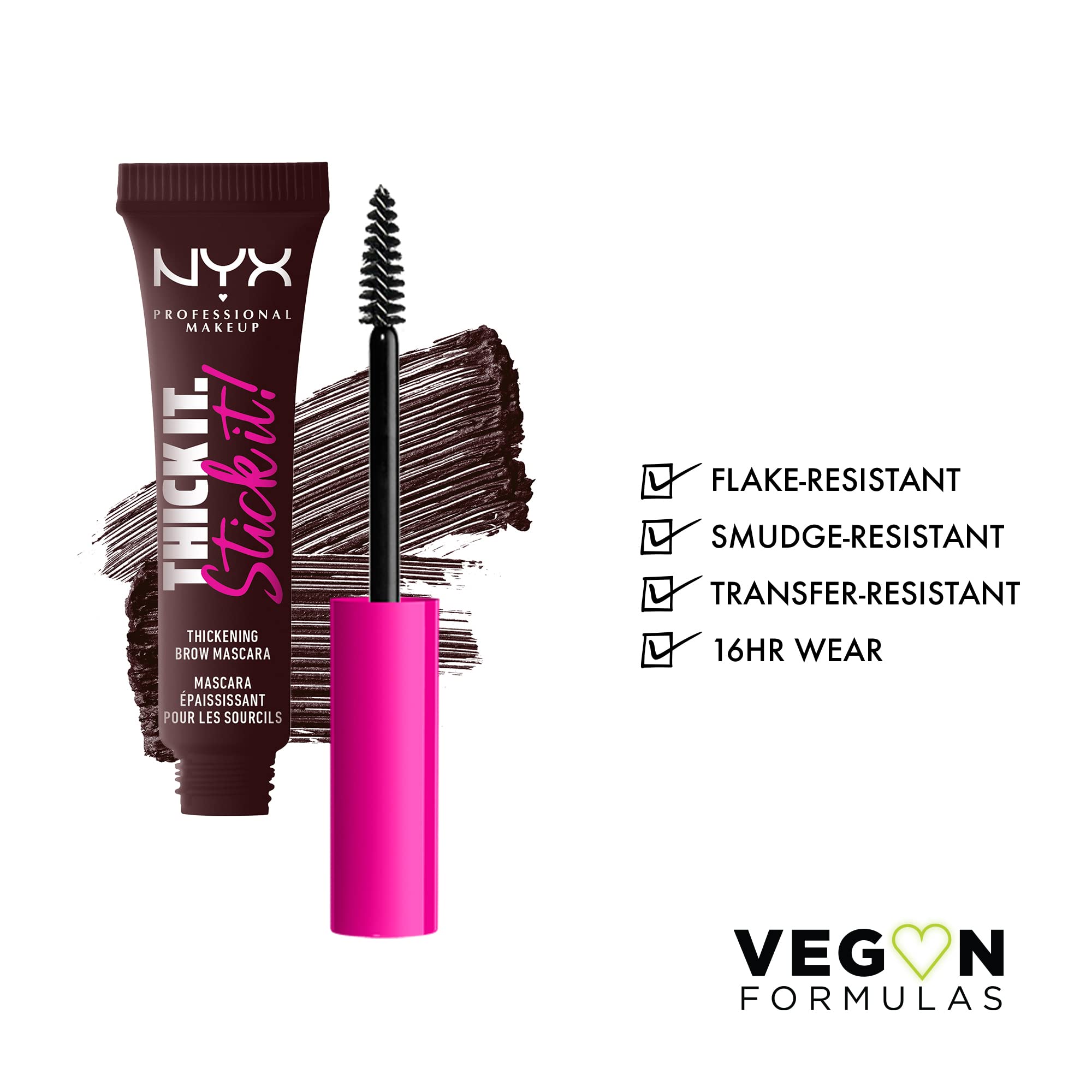NYX PROFESSIONAL MAKEUP Thick It Stick Thickening Brow Mascara Eyebrow Gel - brown hair with undertones