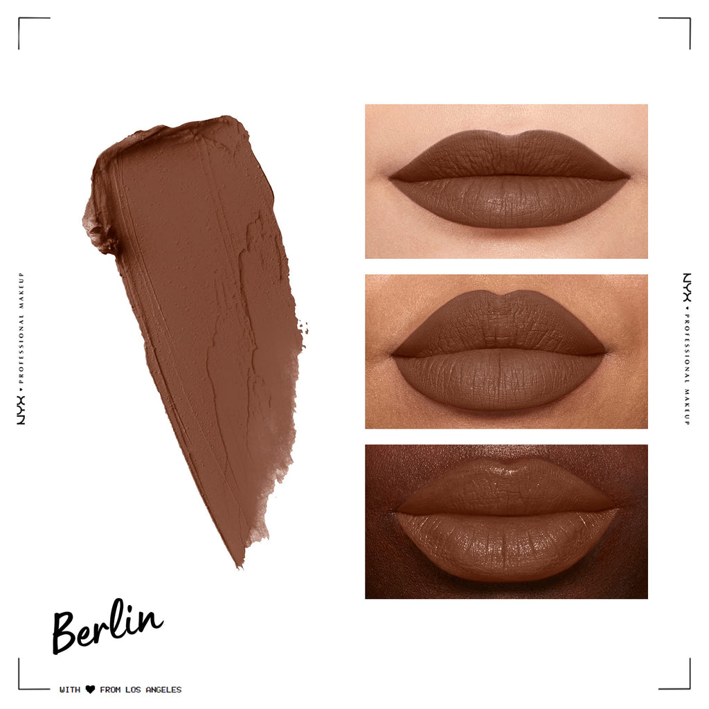NYX PROFESSIONAL MAKEUP Soft Matte Lip Cream, Lightweight Liquid Lipstick - Berlin (Medium Warm Brown)