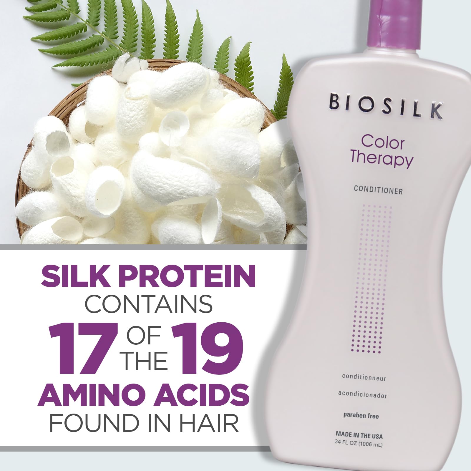 Biosilk Color Therapy Conditioner, Replenishes Moisture While Protecting Color, Enhances Vibrancy & Shine, Sulfate, Paraben, & Cruelty-Free, 34 Oz