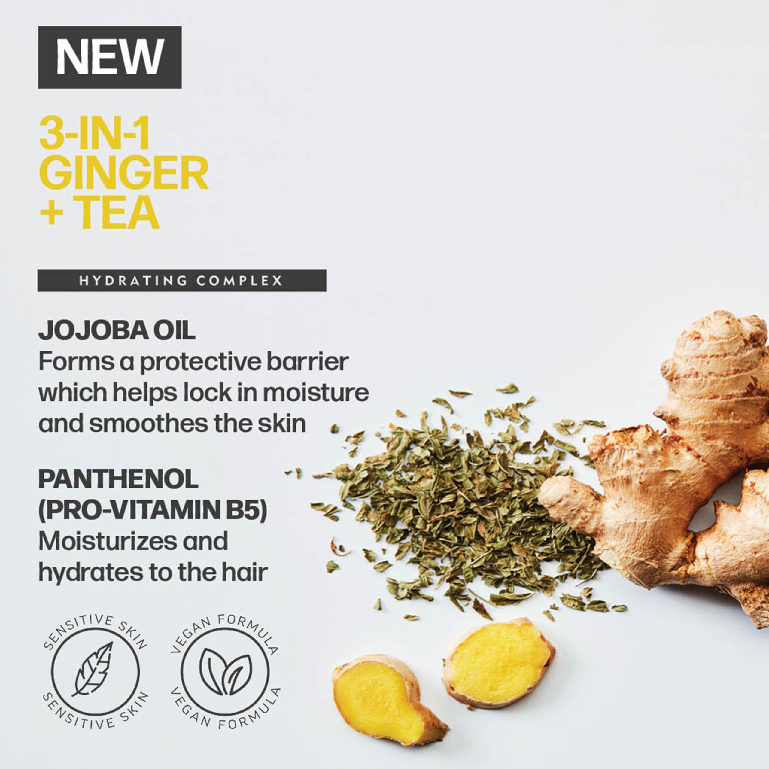AMERICAN CREW 3-in-1 Ginger & Tea, Shampoo, Conditioner & Body Wash for Men, All-in-One Care with Revitalizing and Refreshing Fragrance, 15.2 fl oz
