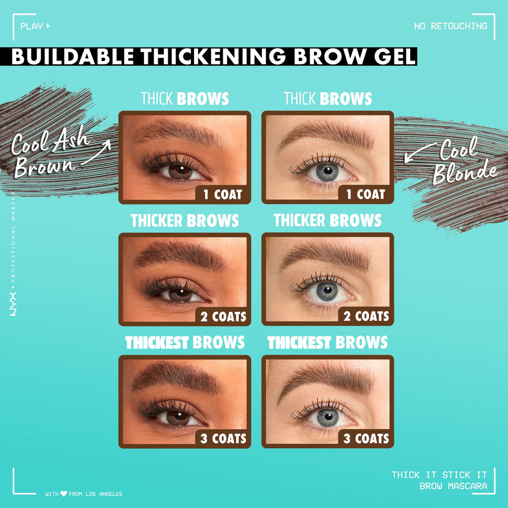 NYX PROFESSIONAL MAKEUP Thick It Stick Thickening Brow Mascara Eyebrow Gel - brown hair with undertones