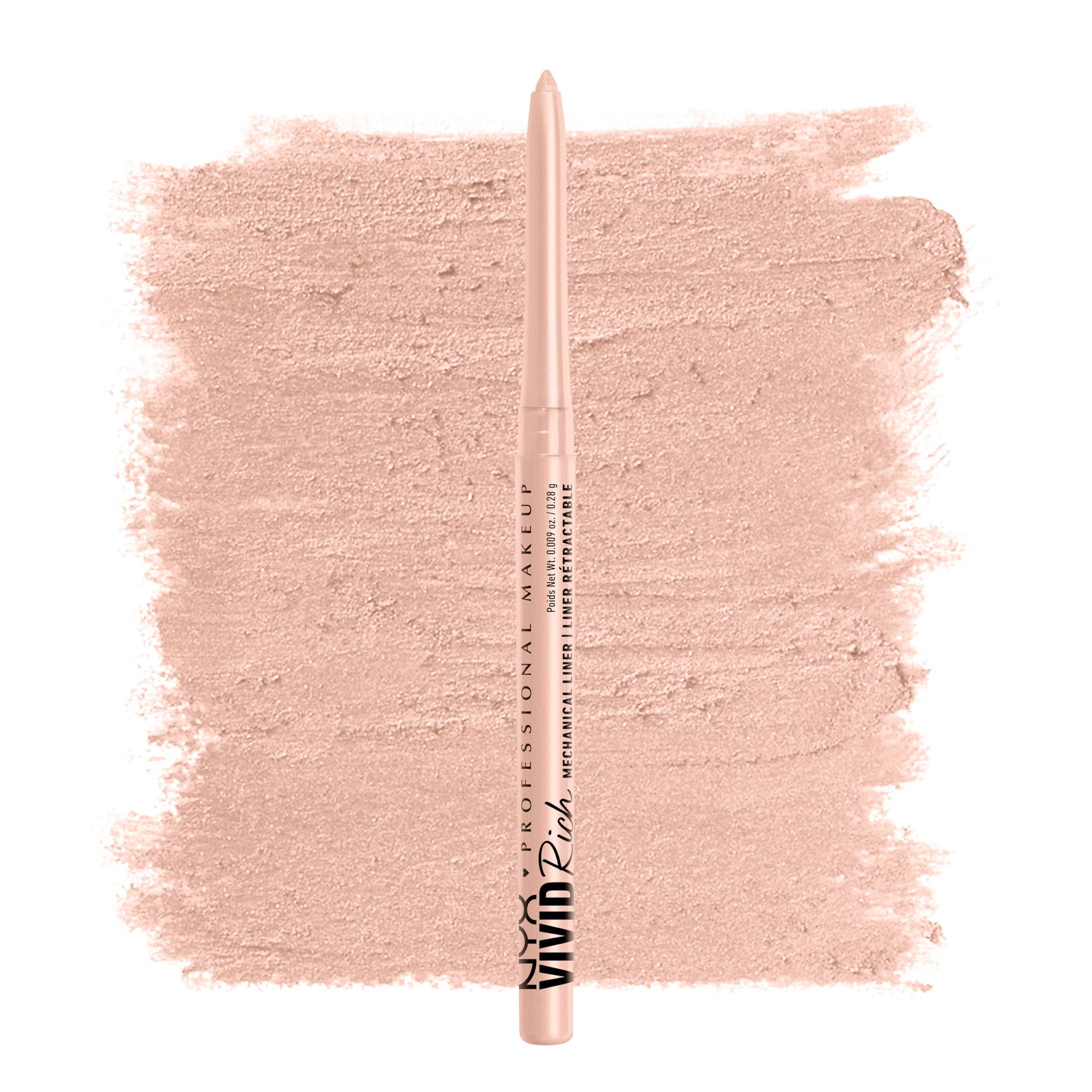NYX PROFESSIONAL MAKEUP Mechanical Eye Pencil, Vivid Rich Mechanical, Creamy Retractable Eyeliner - Quartz Queen, White Eyeliner