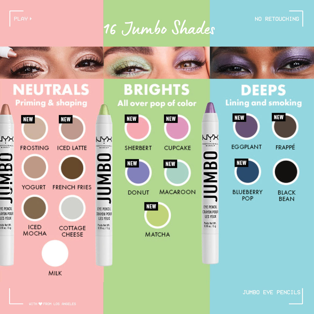 NYX PROFESSIONAL MAKEUP Jumbo Eye Pencil, Blendable Eyeshadow Stick & Eyeliner Pencil - Iced Mocha