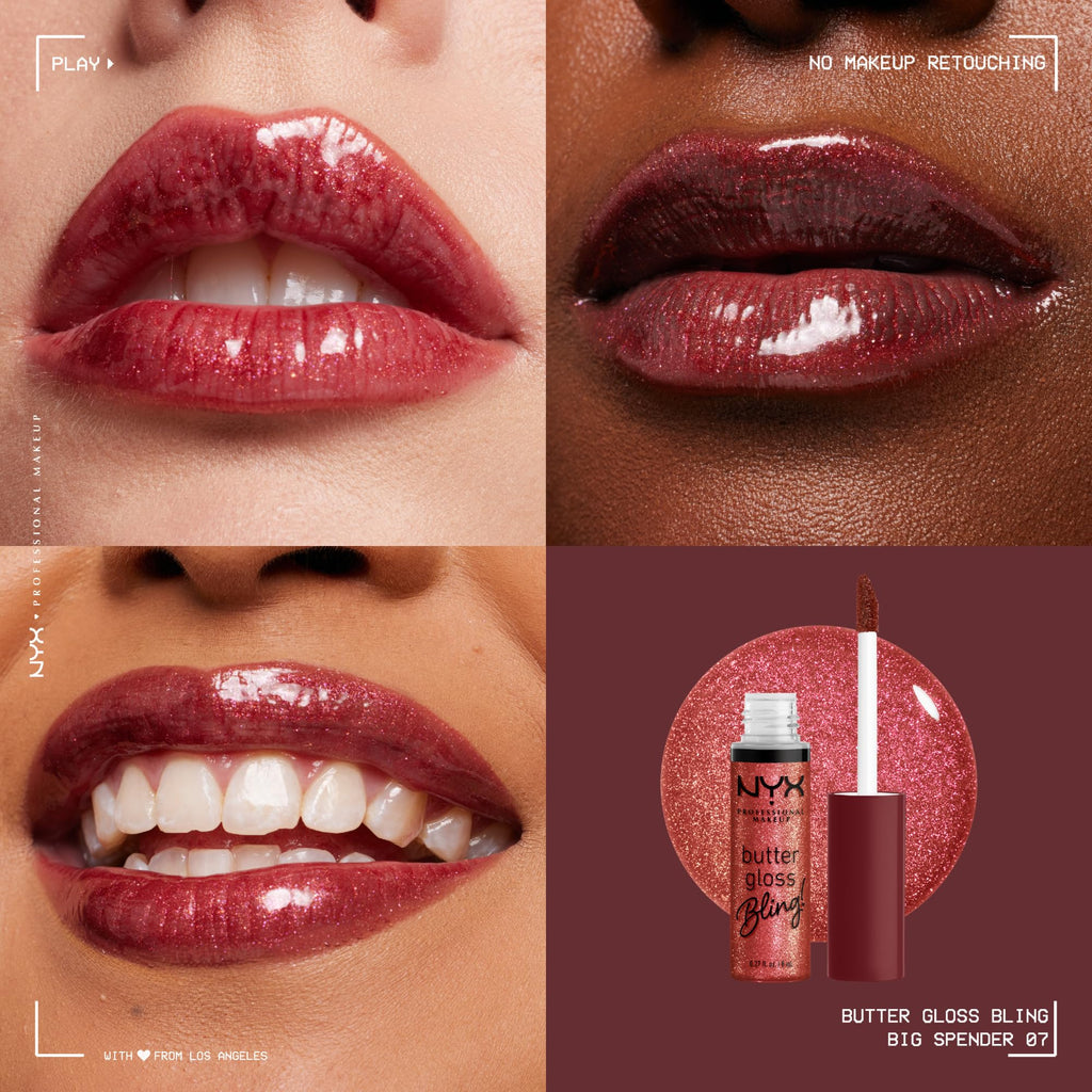 NYX PROFESSIONAL MAKEUP Butter Gloss Bling Lip Gloss, Non Sticky and Shiny Vegan Lip Makeup - Big Spender