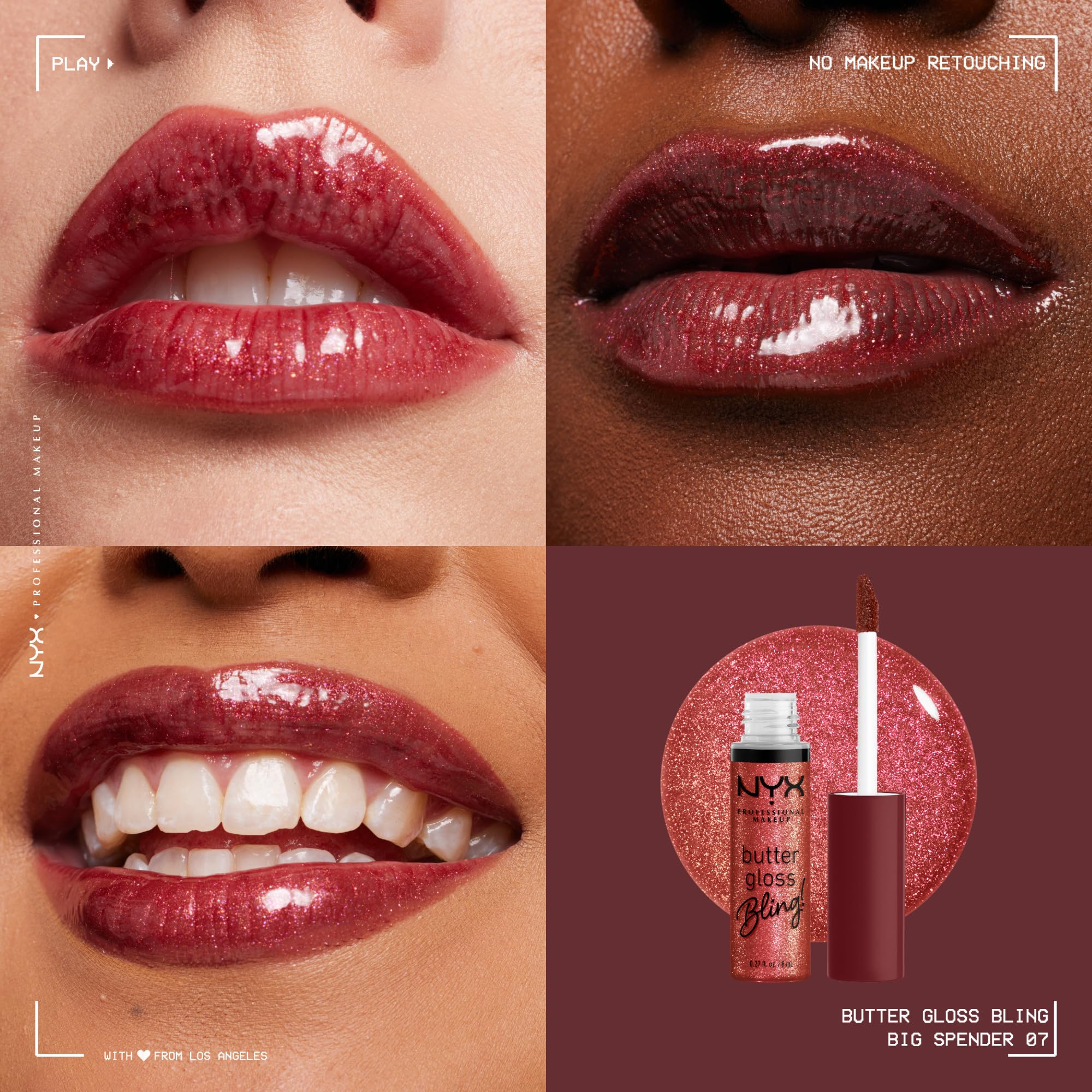 NYX PROFESSIONAL MAKEUP Butter Gloss Bling Lip Gloss, Non Sticky and Shiny Vegan Lip Makeup - Big Spender