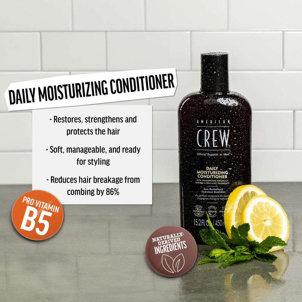 American Crew Conditioner for Men, Daily Moisturizer, Naturally Derived, Vegan Formula, Citrus Mint Fragrance, 3.3 Fl Oz