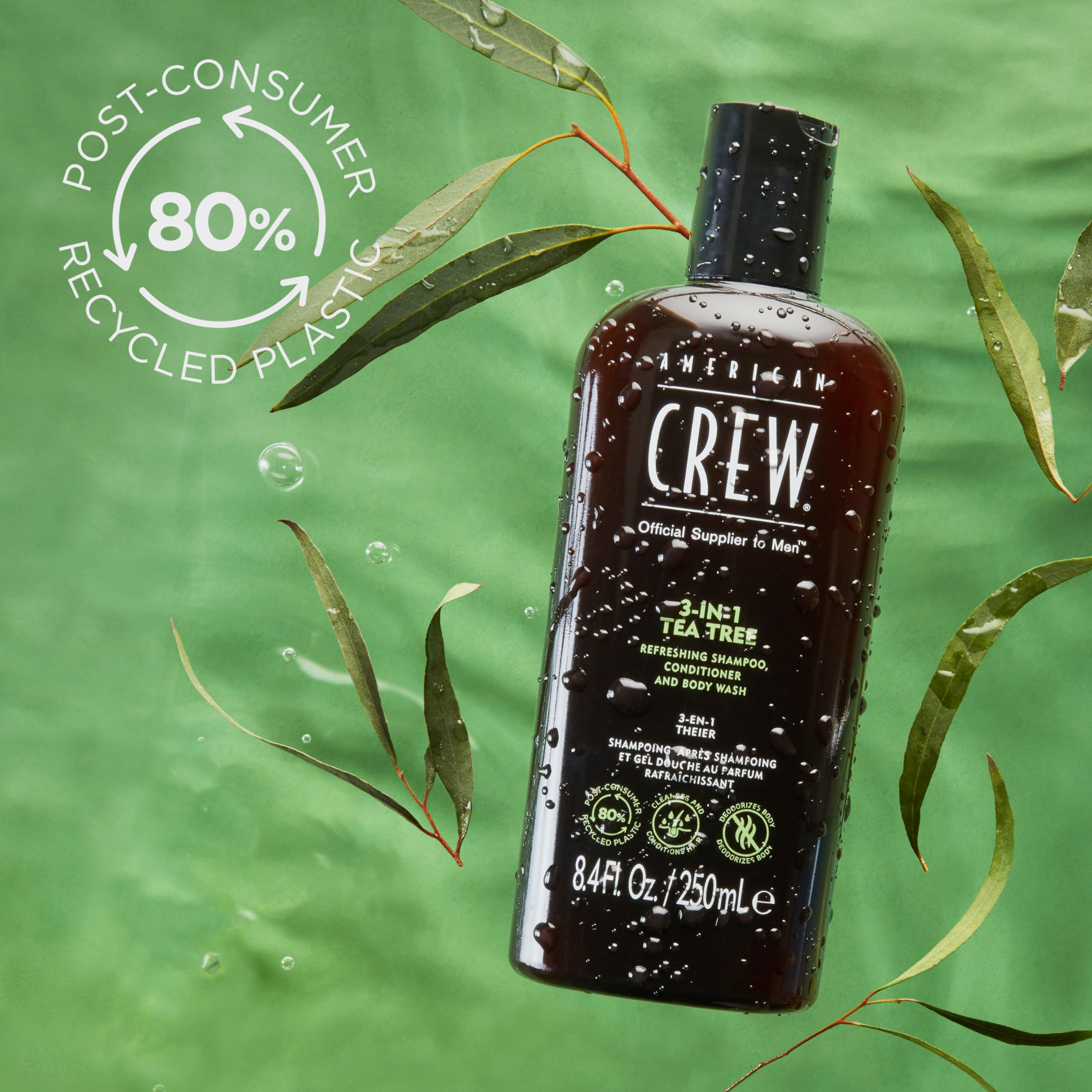 American Crew Shampoo, Conditioner & Body Wash for Men, 3-in-1, Tea Tree Scent, 15.2 Fl Oz