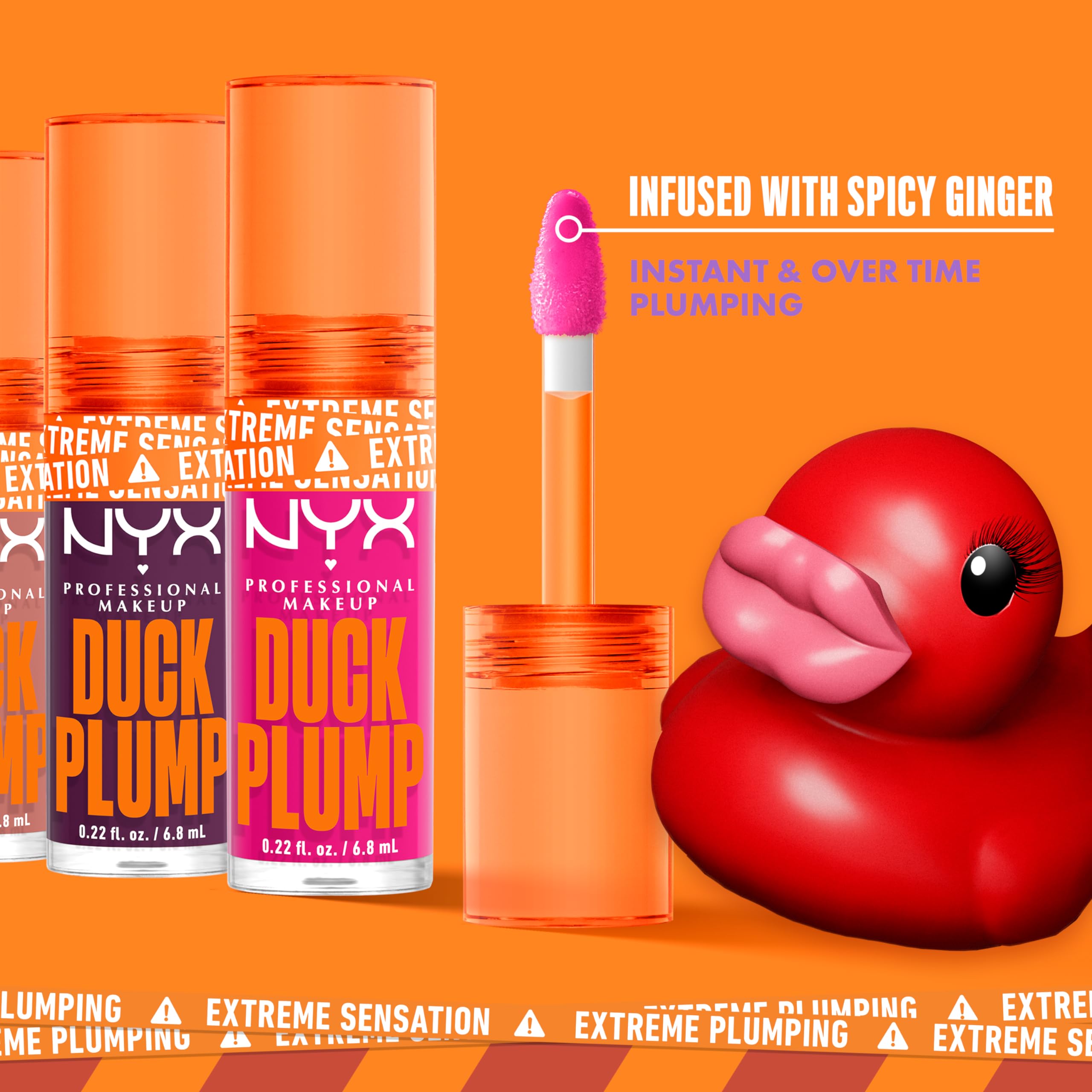 NYX PROFESSIONAL MAKEUP Duck Plump High Pigment Lip Gloss, Lip Plumper Gloss with Spicy Ginger - Nude Swings