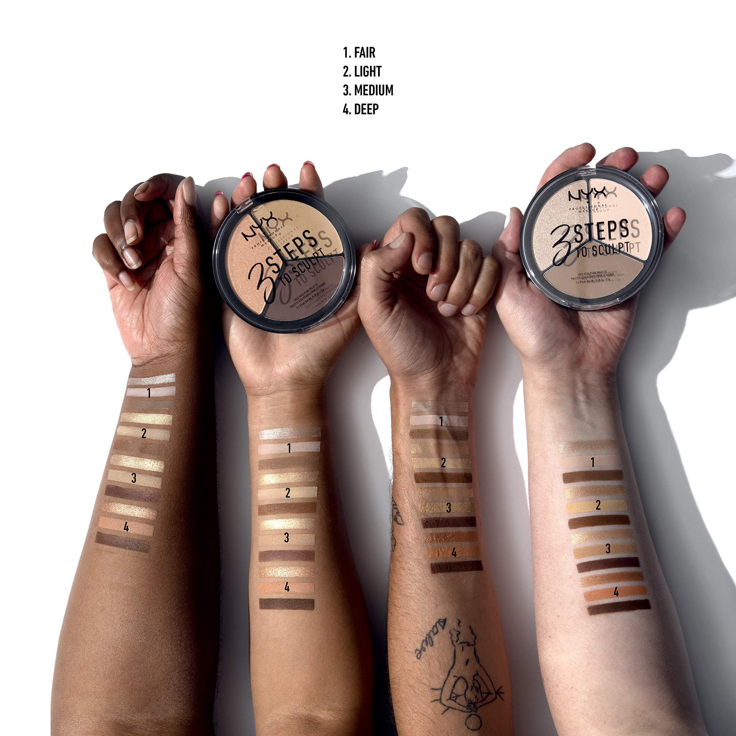 NYX PROFESSIONAL MAKEUP 3 Steps to Sculpt, Face Sculpting Contour Palette - Deep