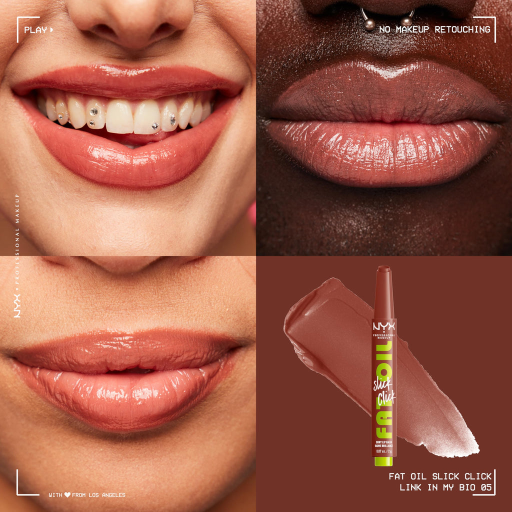 NYX PROFESSIONAL MAKEUP Fat Oil Slick Click, Lightweight, Buildable, Pigmented Vegan Lip Balm