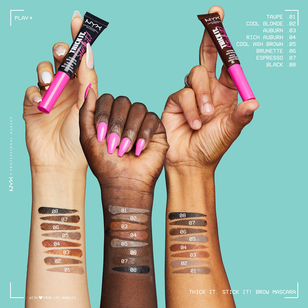NYX PROFESSIONAL MAKEUP Thick It Stick Thickening Brow Mascara Eyebrow Gel - brown hair with undertones
