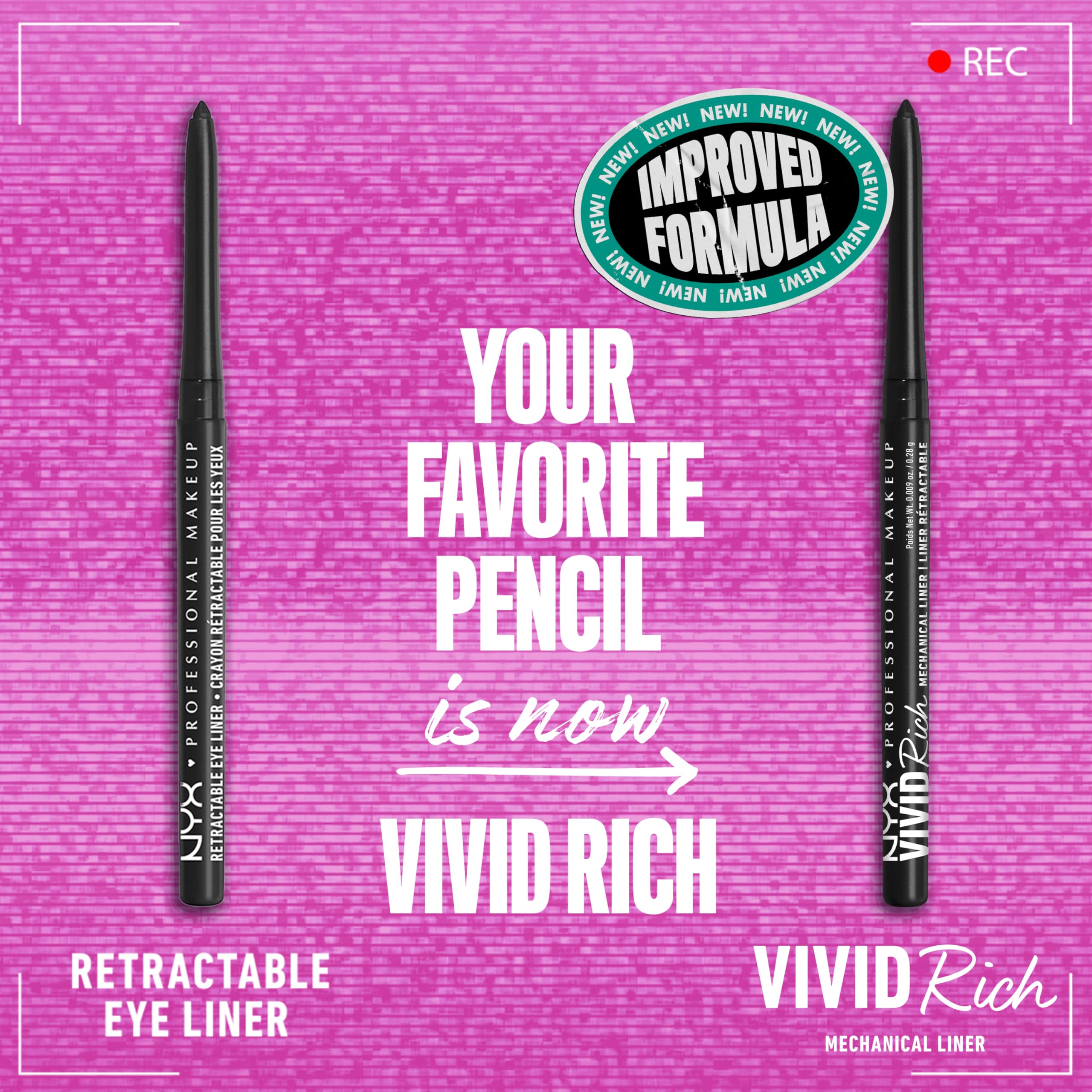 NYX PROFESSIONAL MAKEUP Mechanical Eye Pencil, Vivid Rich Mechanical, Creamy Retractable Eyeliner