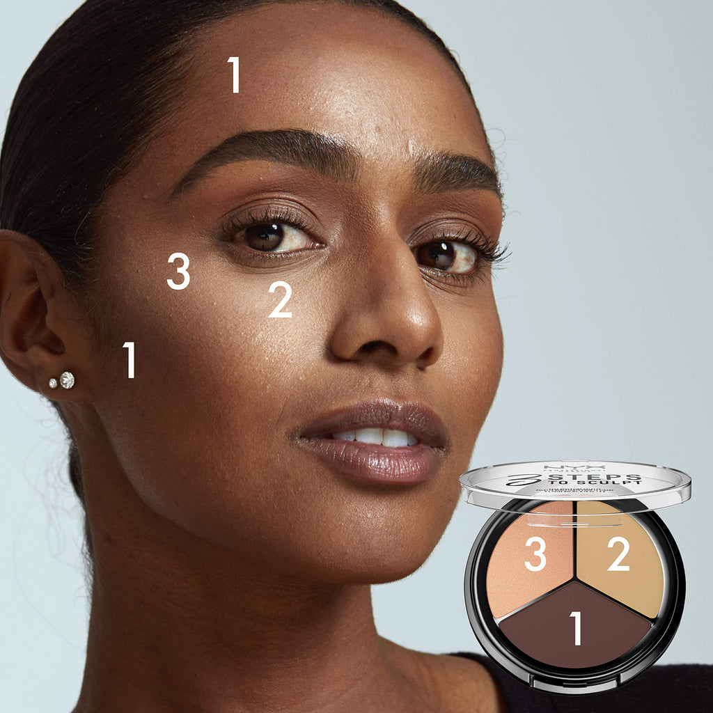 NYX PROFESSIONAL MAKEUP 3 Steps to Sculpt, Face Sculpting Contour Palette - Deep