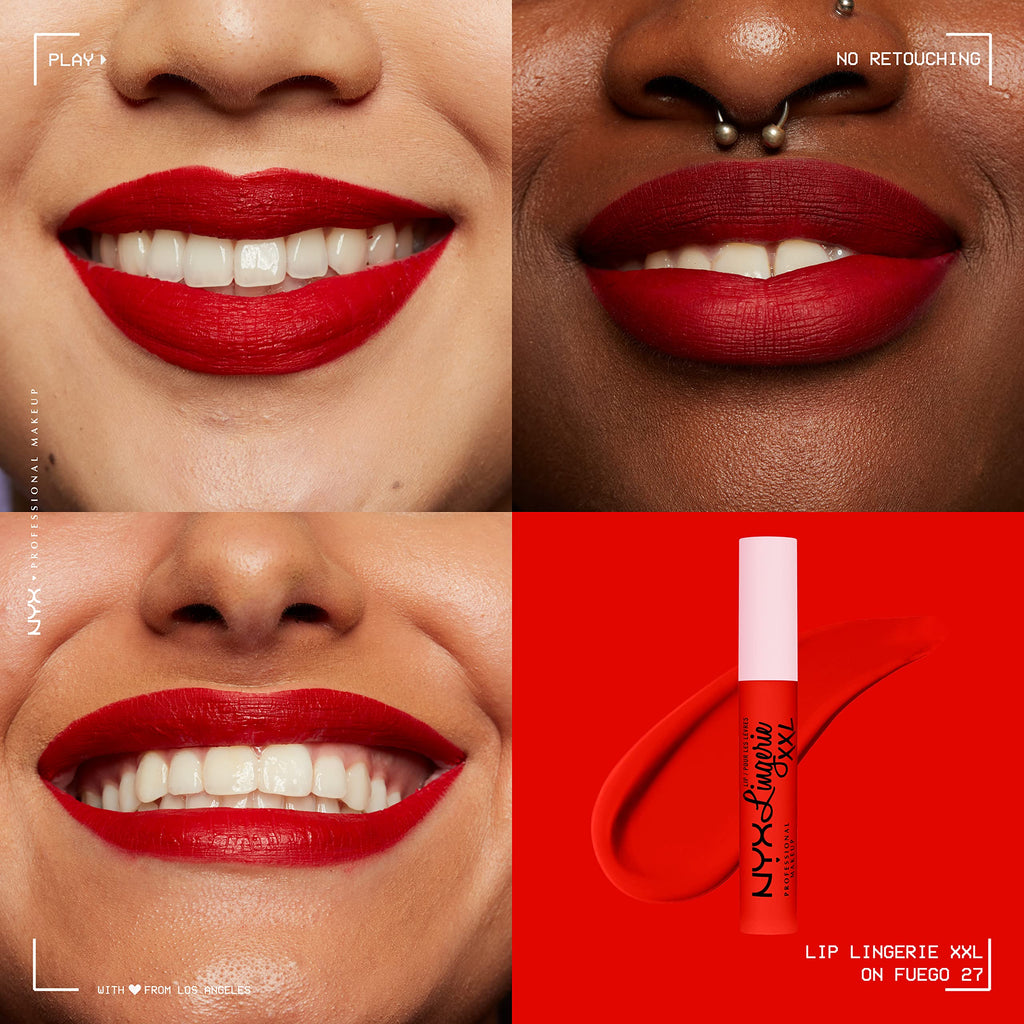 NYX PROFESSIONAL MAKEUP Lip Lingerie XXL Matte Liquid Lipstick - On Fuego (Fire Red)