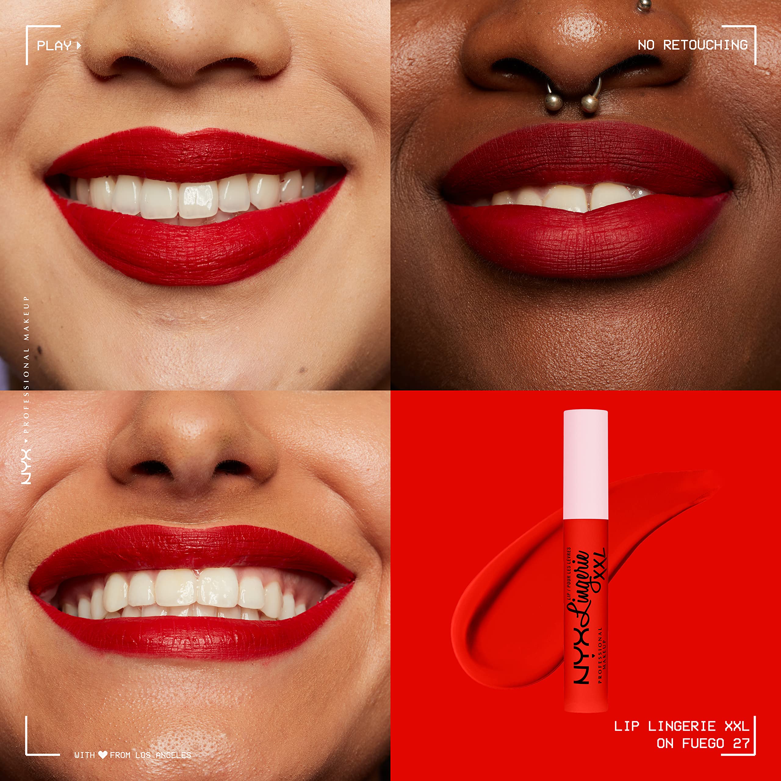 NYX PROFESSIONAL MAKEUP Lip Lingerie XXL Matte Liquid Lipstick - On Fuego (Fire Red)