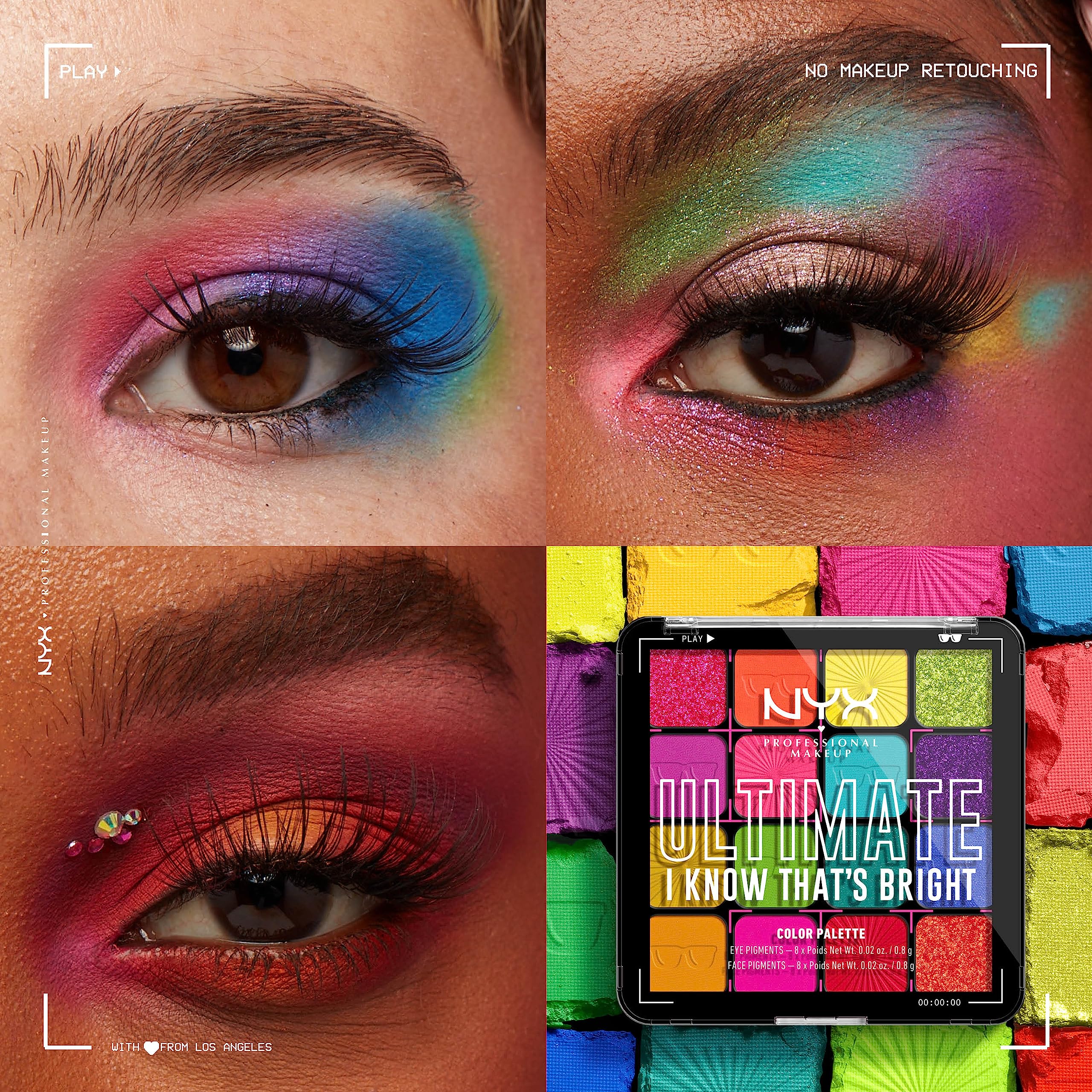 NYX PROFESSIONAL MAKEUP Ultimate Shadow Palette, Eyeshadow Palette - Brights